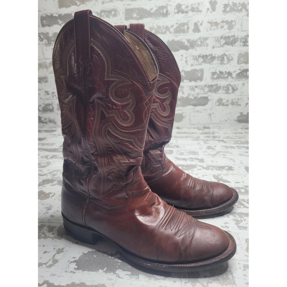 Panhandle Slim Vintage Boots Men's 9D Brown Western Cowboy‎ Leather